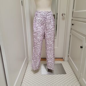 New! J. Crew sz 10P Linen-blend Pant in Lilac Giraffe Print NWT